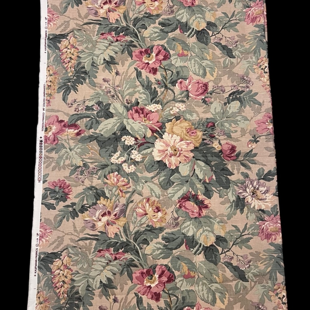 P Kaufmann Upholstery Fabric 1 yard Screen Printed English Cottage Floral Roses - Picture 5 of 9